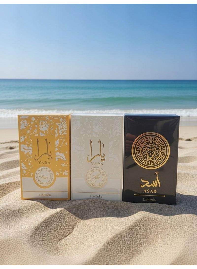 مجموعة هدايا عطر يارا من لطافة للجنسين 3*100مل